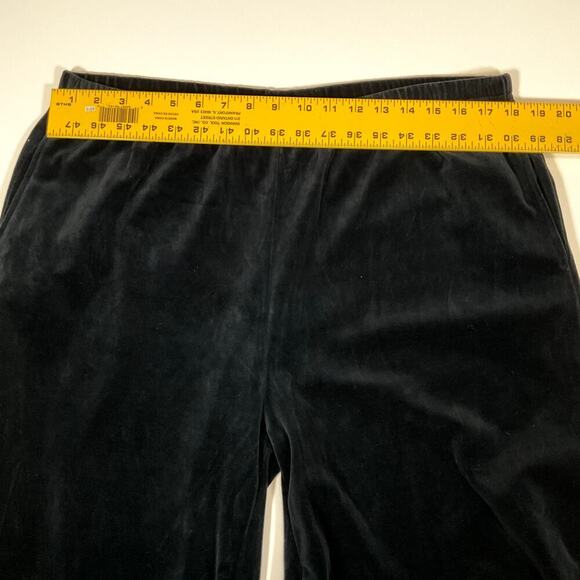 LIZ CLAIBORNE Womens Black Velour Elastic Waist Wide Straight Leg Pants Size XL - Picture 4 of 5